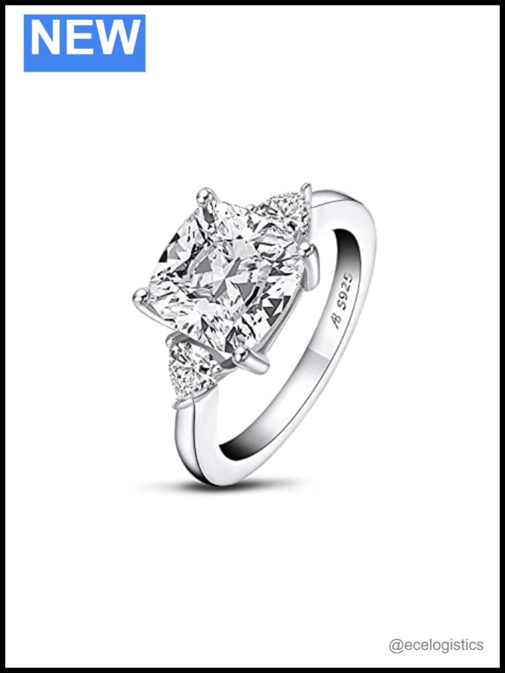 AINUOSHI 5.5ct Cushion Cut CZ Engagement Ring 925 Sterling Silver
